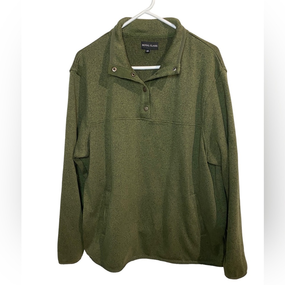 Royal Class men's Marled Top size XL green. 1/4 Button Long Sleeve - Picture 1 of 5